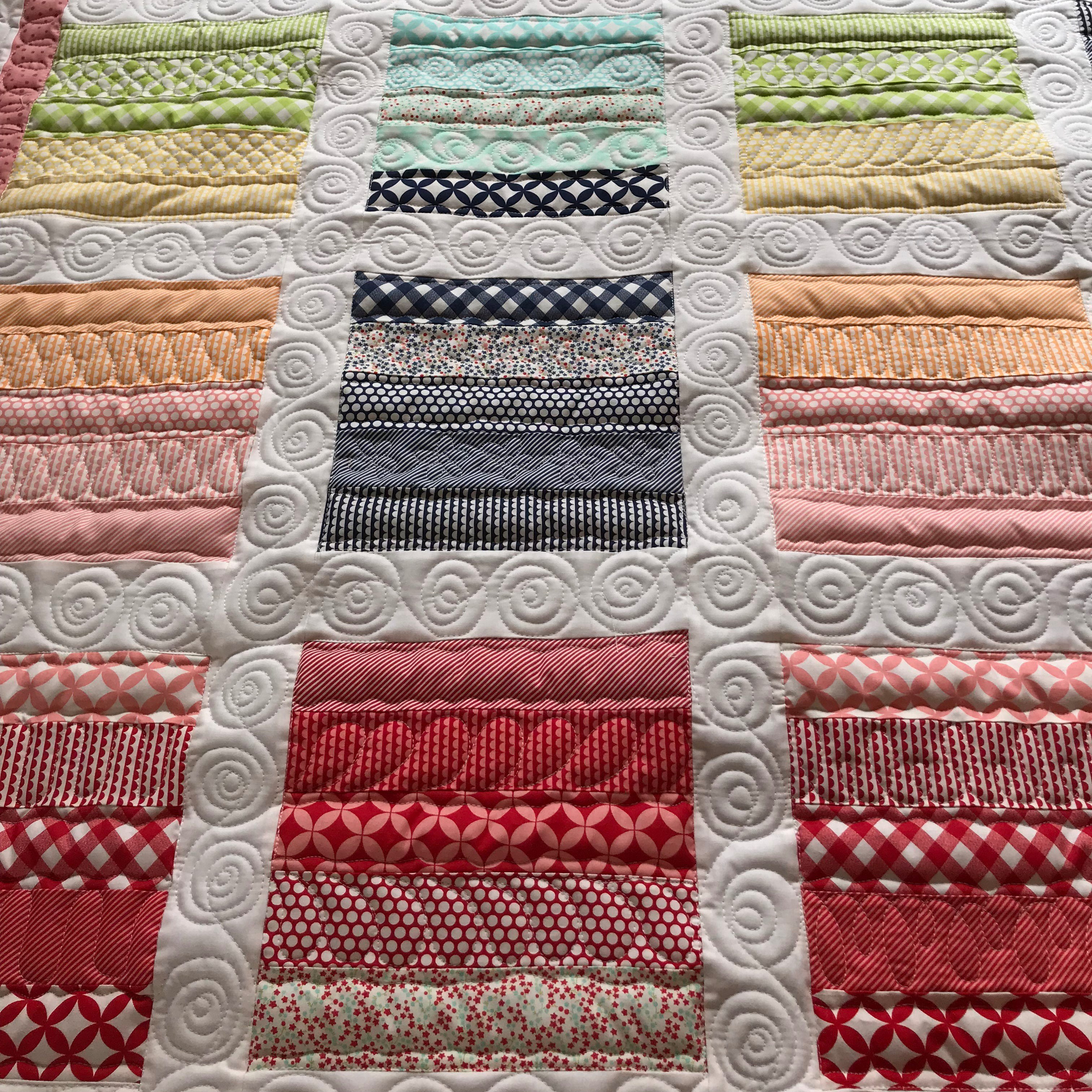 Thimble Blossoms basics jelly roll quilt; square quilt with sash